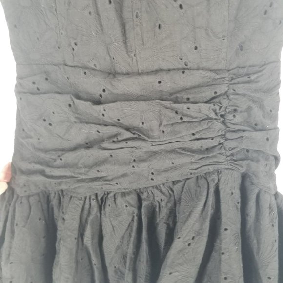 Sofia the Label Black Eyelet Mini Dress Bow Strap Daisy Cocktail Wedding Girly - Picture 9 of 13